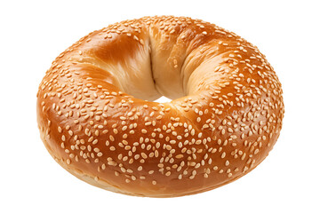 Golden-brown bagel generously coated with sesame seeds, a delicious breakfast treat.