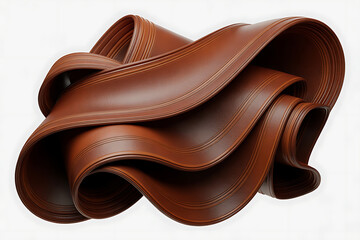 Flowing, swirling, brown form creates a dynamic, abstract sculpture with smooth, curved lines.