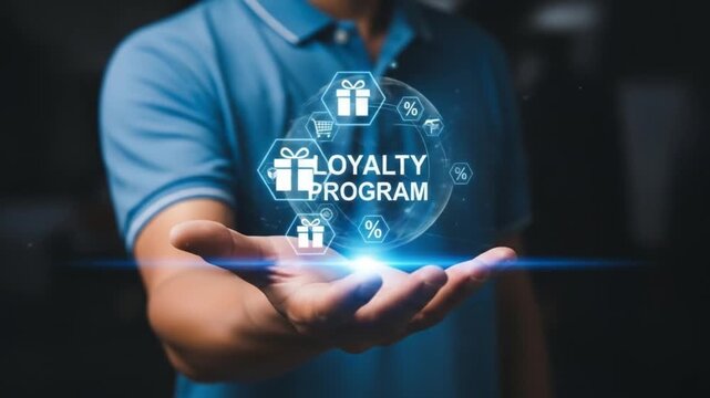 Man Presenting Loyalty Program Concept with Gifts