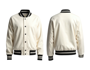 Cream bomber jacket, front and back views (1)