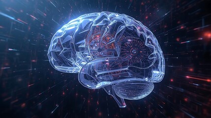 A 3D Wireframe Brain Showing Global Data Connections