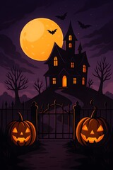 Haunted House with Pumpkins