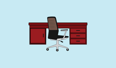 Office table and chair vector illustration