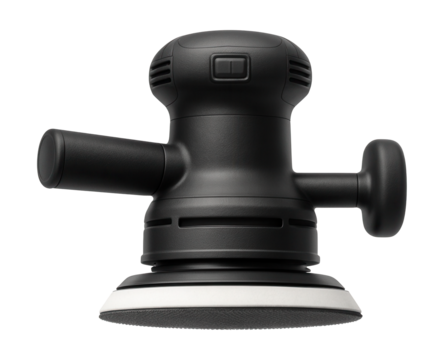 Orbital sander featuring a removable front handle and hook-and-loop sanding pad for