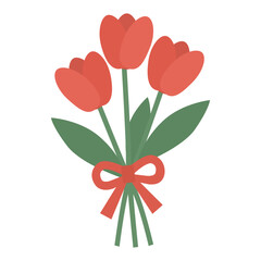 red flower with ribbon and bow