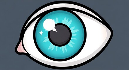 Close up of a bright blue human eye with detailed iris and pupil on a textured gray background