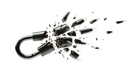 Broken padlock security breach concept illustration.