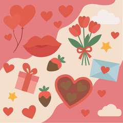 valentines day card with hearts