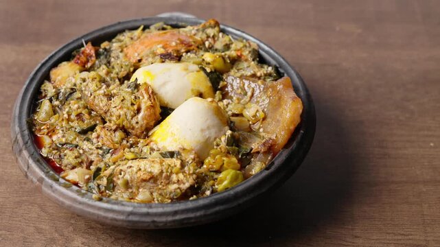 Banku With Okro Soup, Africa Ghana Traditional Dish