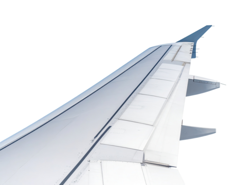 Airplane wing viewed from below