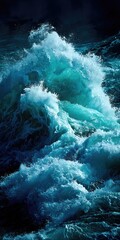 Turbulent Ocean Waves Crashing with Force and Power.