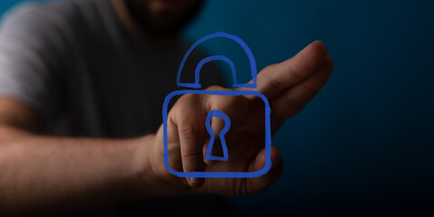 Secure data, online safety, privacy protection, digital security, cybersecurity concept.  Stock...