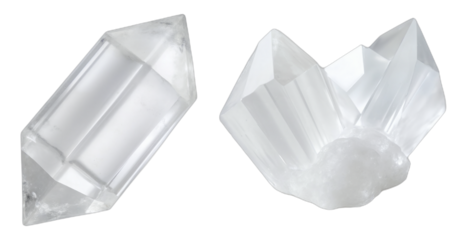 Crystal Structures – Hexagonal Gemstone and Faceted Sculpture on Transparent Background for Science Graphics and Decorative Design