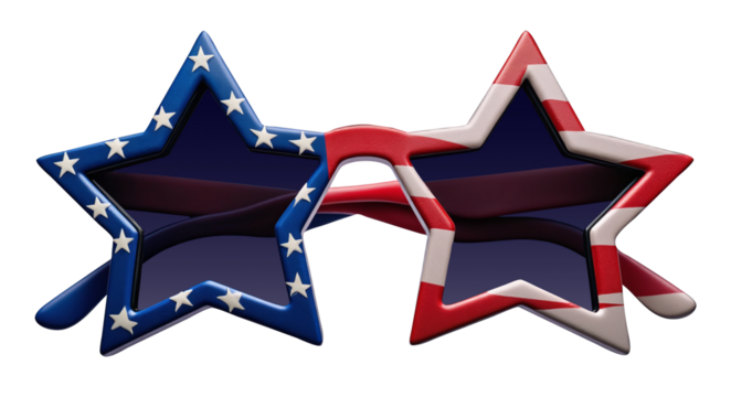 Novelty Sunglasses – Patriotic Star and Stripe Design on Transparent Background for Festive Events and American Culture Celebrations