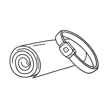 rolled mat with buckle, black and white clip art preview