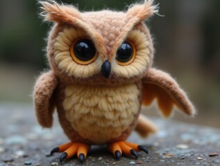 Obraz premium Cute crochet owl toy creating handmade craft
