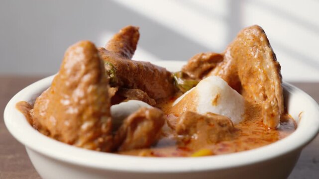 Omo Tuo, Rice Balls With Chicken Wings Peanut Groundnut Soup, Africa Ghana Traditional Dish