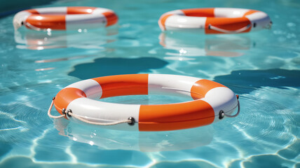 Safety Flotation Rings – Bright Orange and White Lifesavers for Water Rescue and Maritime Training
