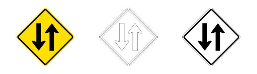 Two way traffic sign in vector format