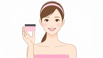 ビューティー スキンケア イラスト  イメージ 女性 背景素材 16:9サイズ AI生成素材