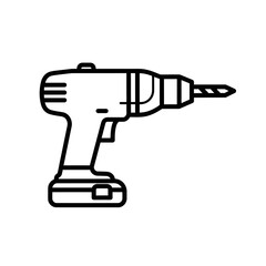 Electric Drill Icon – Power Tool Outline for Construction and Repair