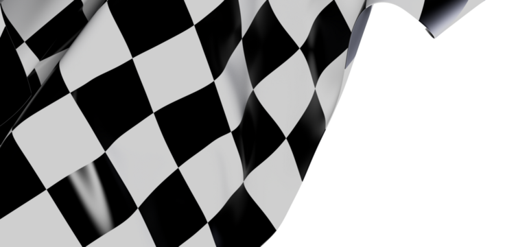 A high-quality image of a checkered flag in motion against a white backdrop. Perfect for racing, victory, and competition themes. Suitable for v