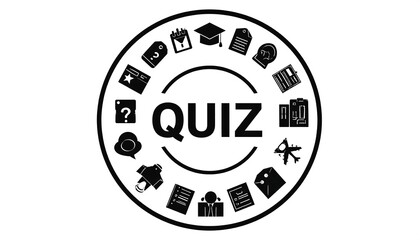 Fototapeta premium Circle of icons surrounding the word QUIZ