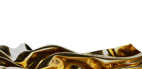Elegant golden fabric wave texture isolated on a white background. Perfect for luxury designs,...