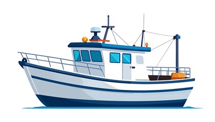 Fishing Boat Illustration, Detailed Design, Watercraft, Seafaring Vessel.