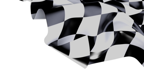A close-up shot of a checkered flag waving in the wind against a clean white backdrop. Perfect for racing and competition themes.