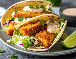 Fototapeta premium Crispy fried chicken wings and savory grilled chicken with rice are delicious meat and vegetable dishes for a healthy lunch or dinner
