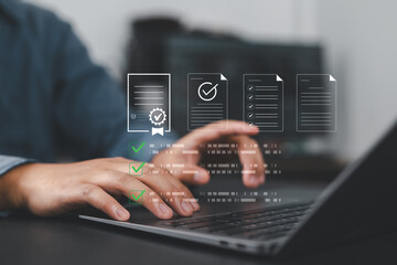 Digital document management with online verification, approval process, electronic signatures, and workflow automation for business communication and efficiency, data organization, compliance