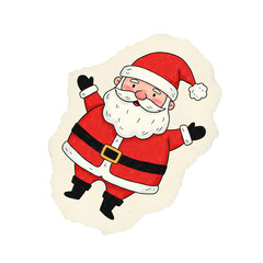 Cute Santa Claus illustration on torn paper top view flat lay PNG. Santa Claus for Christmas 2025