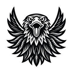 Eagle with spread wings tattoo design in vector style