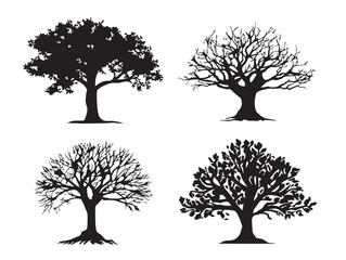 Peaceful Spiritual Tree Silhouette for Mindful Art 2D Vector Line Art