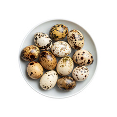  Quail eggs on a white plate for hot pot isolated die-cut