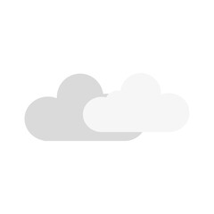 Two stylized clouds graphic element with transparent background in grayscale for weather forecast or abstract design