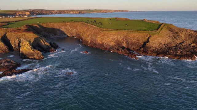 Aerial Flight Over Tramore Bay, Waterford, Ireland &ndash; Summer Light