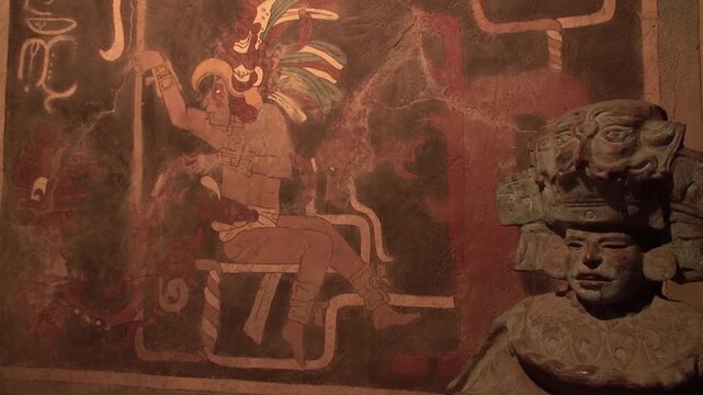 Port Aventura amusement theme park temple tomb America mural statue