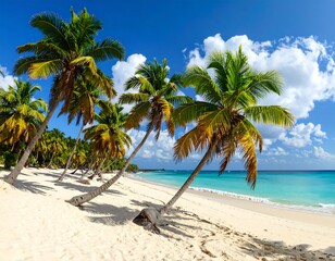 Obraz premium Tropical Beach Paradise with Palm Trees.
