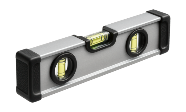 Durable box beam level with shock-absorbing ends, ideal for construction sites.