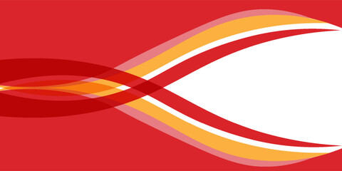 Abstract flowing wave background with red, orange, and white curved lines. Modern dynamic design with overlapping gradient ribbons creating motion and energy.
