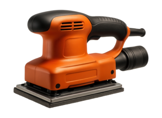 Rectangular pad orbital sander for surface finishing in carpentry workshops.