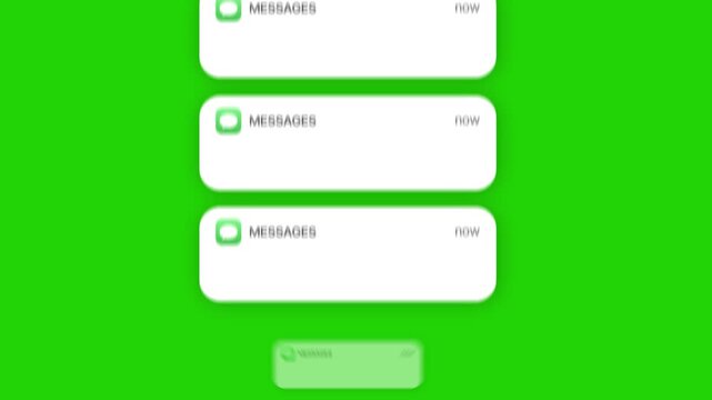 New Message Notification Pop-Up Animation on Green Screen, Modern Chat Alert UI Motion Design Template	