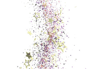 Sparkling golden and pastel stars burst on white. Perfect for festive designs, celebrations, and joyful occasions.