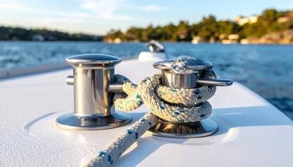 Close-up of boat mooring ropes