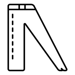 Straightforward, geometrical stroke graphic representing trousers, with clear lines marking the waistband and side seam. Outline style, appropriate for sleek interfaces dealing with fashion inventory,