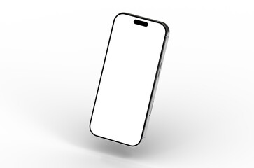 High-quality photo of a modern smartphone with a blank screen, perfect for app presentations or website mockups.  Clean and minimalist design.