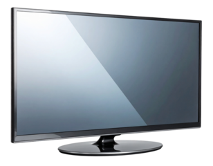 Curved Screen TV Front View with Soft Reflection, isolated on transparent background