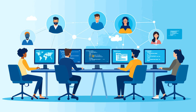 Connecting diverse professionals for enhanced productivity a dynamic hybrid work model facilitating seamless collaboration between in-office teams and remote talent